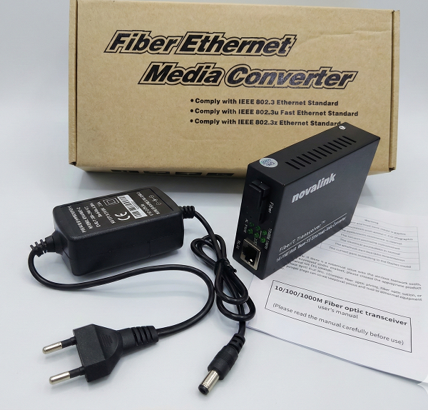 Bộ chuyển đổi quang sang RJ45 SC Single Mode 1 sợi 1Gb Novalink NV-43101B-SM-25 - Truyền xa 25km